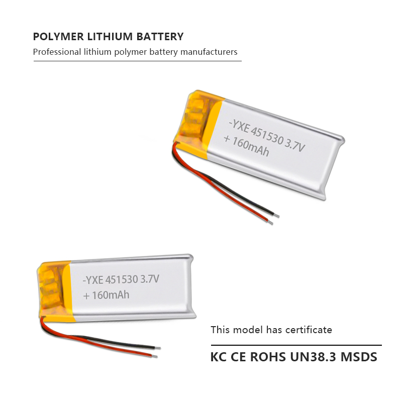 3.7 V Li-ion Battery 451530-160mah
